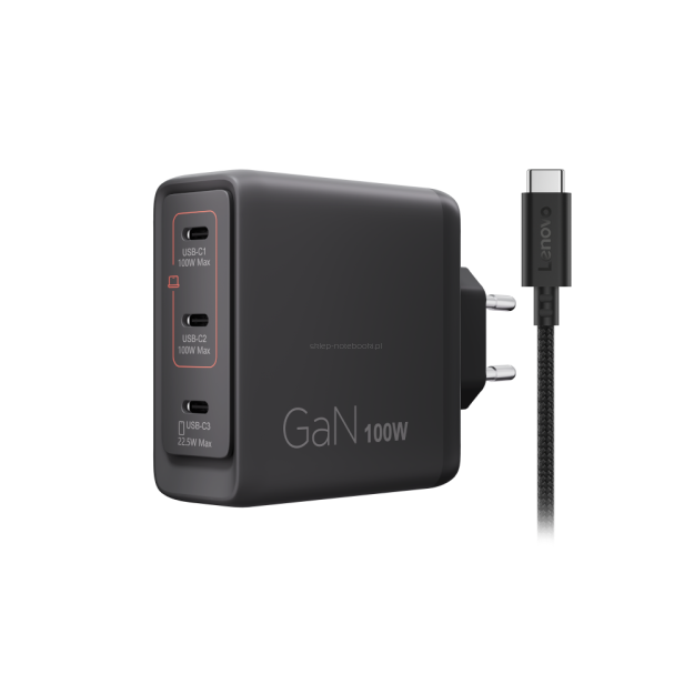 Lenovo wieloportowa ładowarka USB-C 100W GaN (40AW100BEU)